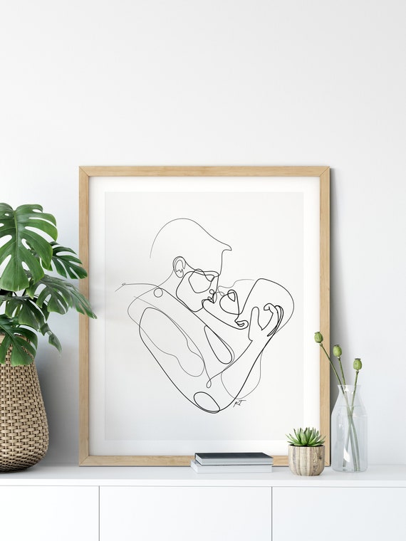 Couple One Line Drawing Boho Bedroom Wall Decor Bohemian Line Art Wall Decor Bedroom Decor Couple Bedroom Wall Decor Wall Hangings