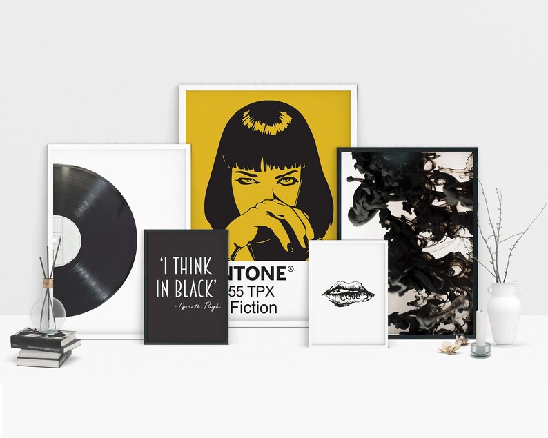 Gallery Wall Set Pulp Fiction Pulp Fiction Wall Art Black And Etsy