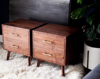 Owen Mid Century Modern Nightstand in Walnut | Bedroom furniture | End tables