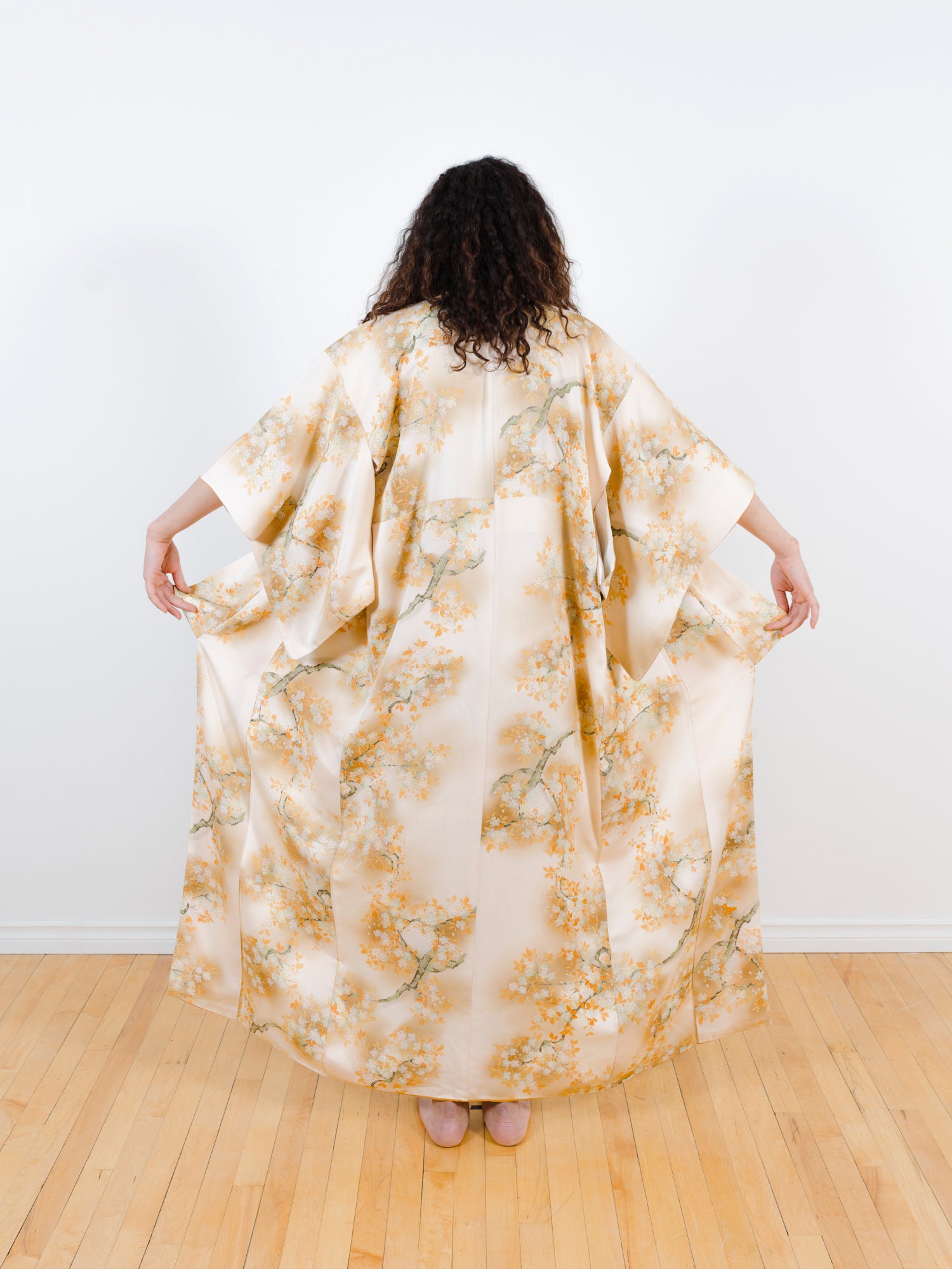 peach silk robe
