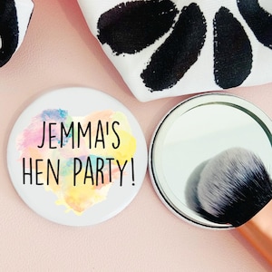Personalized Hen Party Pocket Mirrors: Vibrant Bachelorette Favors (58mm)