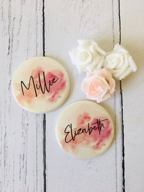 Watercolour Personalised Pocket Mirror- 58mm in size. handheld mirror, Compact mirror, christmas gift stocking filler, Secret Santa Gift