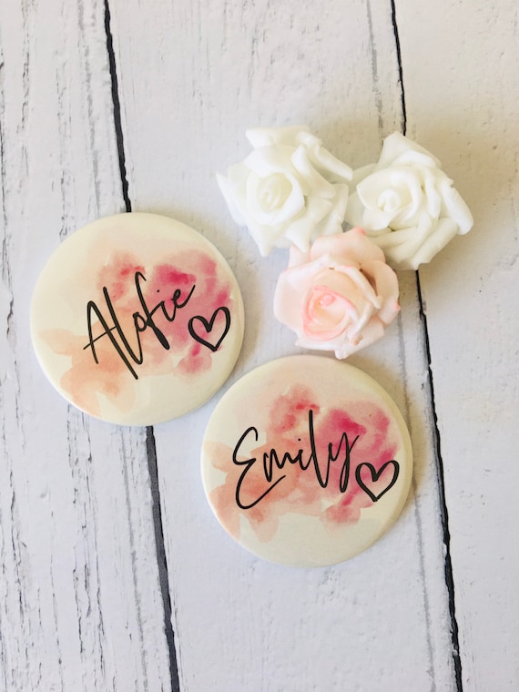 Watercolour Personalised Pocket Mirror- 58mm in size. handheld mirror, Compact mirror, christmas gift stocking filler, Secret Santa Gift