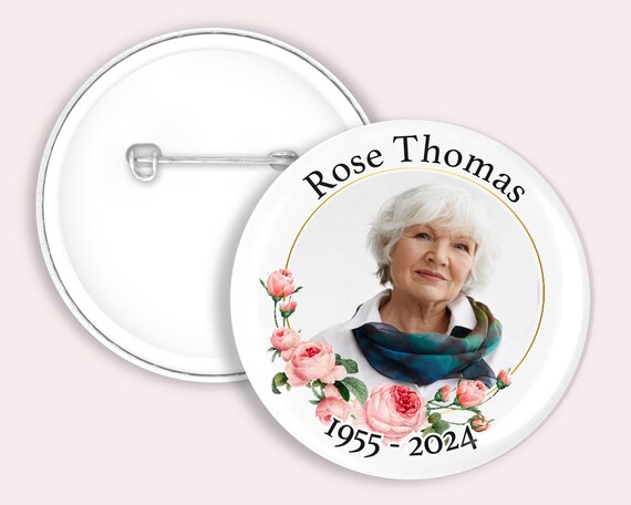45mm Funeral Badges, in loving memory badges, in memoriam badges, funeral favours
