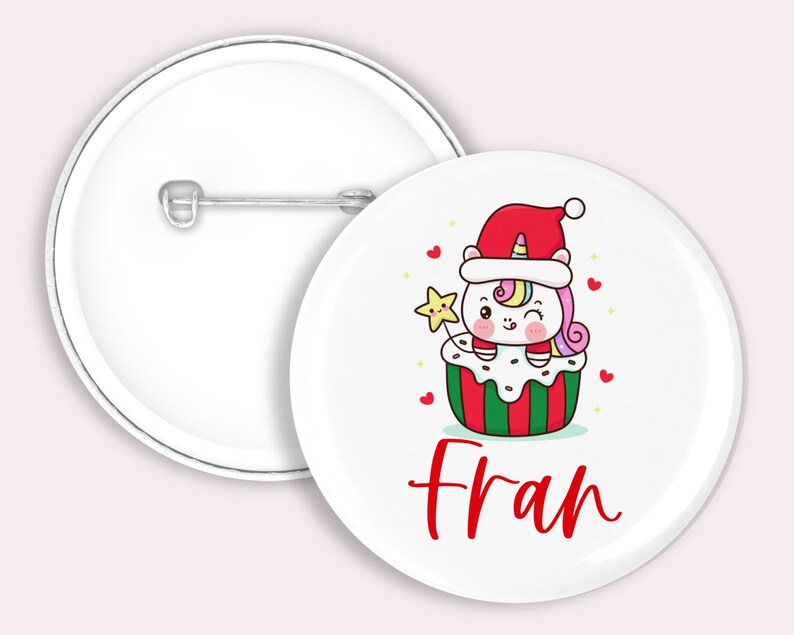 58mm Badge, Stocking filler, stocking stuffer, secret santa gift, christmas gift, Christmas stocking filler, small Christmas gift Unicorn Cupcake