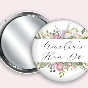 Personalized Hen Party Mirror Favors: Floral Keepsake