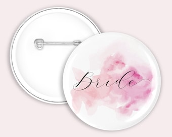 Personalised Hen party badges. Watercolour splash 58mm