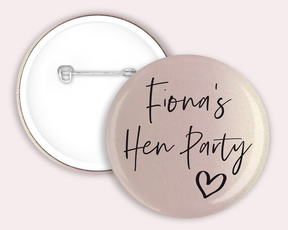 Hen Party Pin Badges White & Gold Hen Party Pin Badges White & Gold