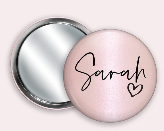 Rose gold blush Personalised Pocket Mirror- 58mm in size. handheld mirror, Compact mirror, christmas gift stocking filler Secret Santa Gift