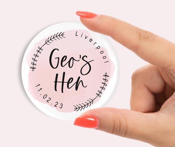 Personalised Hen party badges. pink,   58mm, Hen do badge, hen party favours