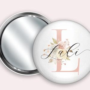 Initial Personalised Pocket Mirror 58mm in size. handheld mirror, Compact mirror, christmas gift stocking filler, Secret Santa Gift image 4