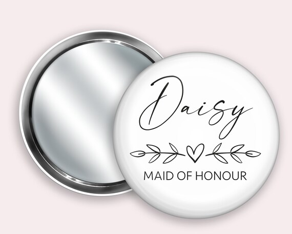Bridesmaid Personalised Pocket Mirror- 58mm in size. handheld mirror, Compact mirror, christmas gift stocking filler, Secret Santa Gift