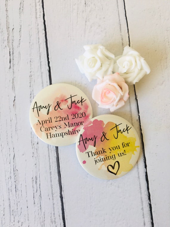 Wedding Favours, Wedding favour, personalised Mirrors, Wedding Guest gift, 58mm Pocket mirror