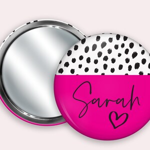 Personalized Dot Print Pocket Mirror: Custom Name Gift