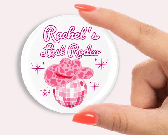45mm Personalised Hen party badges. leaf print, hen party favours