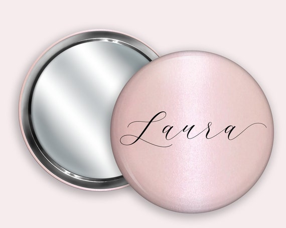 Rose gold blush Personalised Pocket Mirror- 58mm in size. handheld mirror, Compact mirror, christmas gift stocking filler Secret Santa Gift