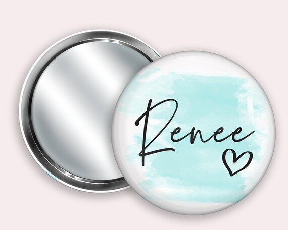 Watercolour Personalised Pocket Mirror- 58mm in size. handheld mirror, Compact mirror, christmas gift stocking filler, Secret Santa Gift