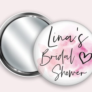 Personalized Pocket Mirror Bridal Shower Favors: Party Keepsake (58mm)