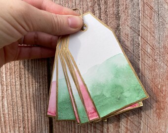 Red and Green Stripes Christmas Gift Tags With Holly Handmade - Etsy