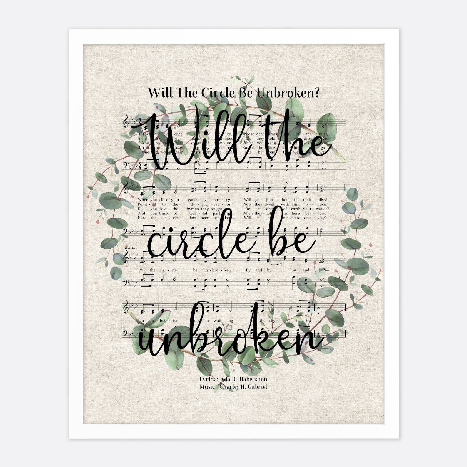Will The Circle Be Unbroken Vintage Hymn Wall Art Print Etsy