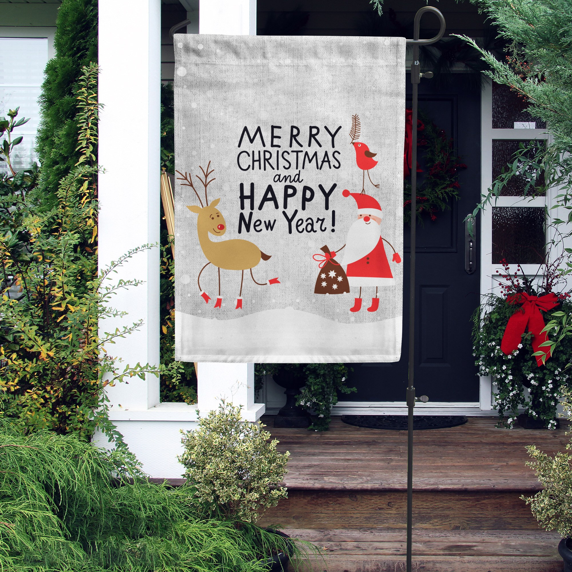 Merry Christmas Garden Flag Christmas Yard Flag Outdoor Garden Etsy