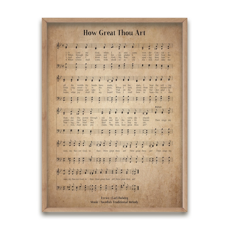 How Great Thou Art Vintage Hymn Wall Art Print Biblical Sheet - Etsy