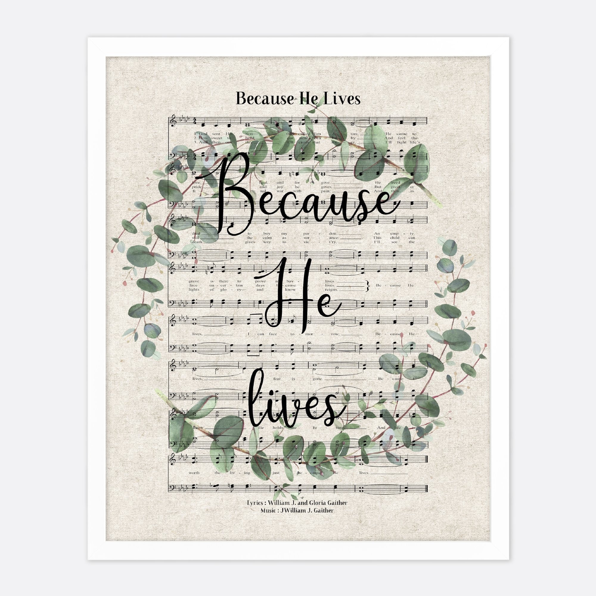 Because He Lives Vintage Hymn Wall Art Print Biblical Sheet | Etsy