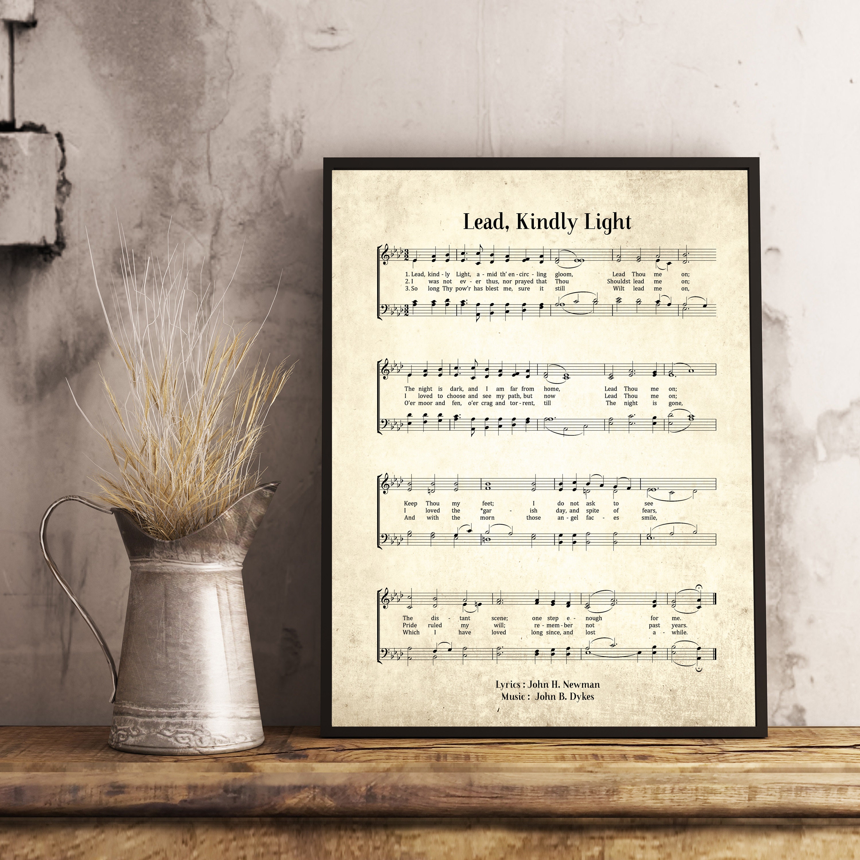 Lead Kindly Light Vintage Hymn Wall Art Print Biblical Sheet Etsy