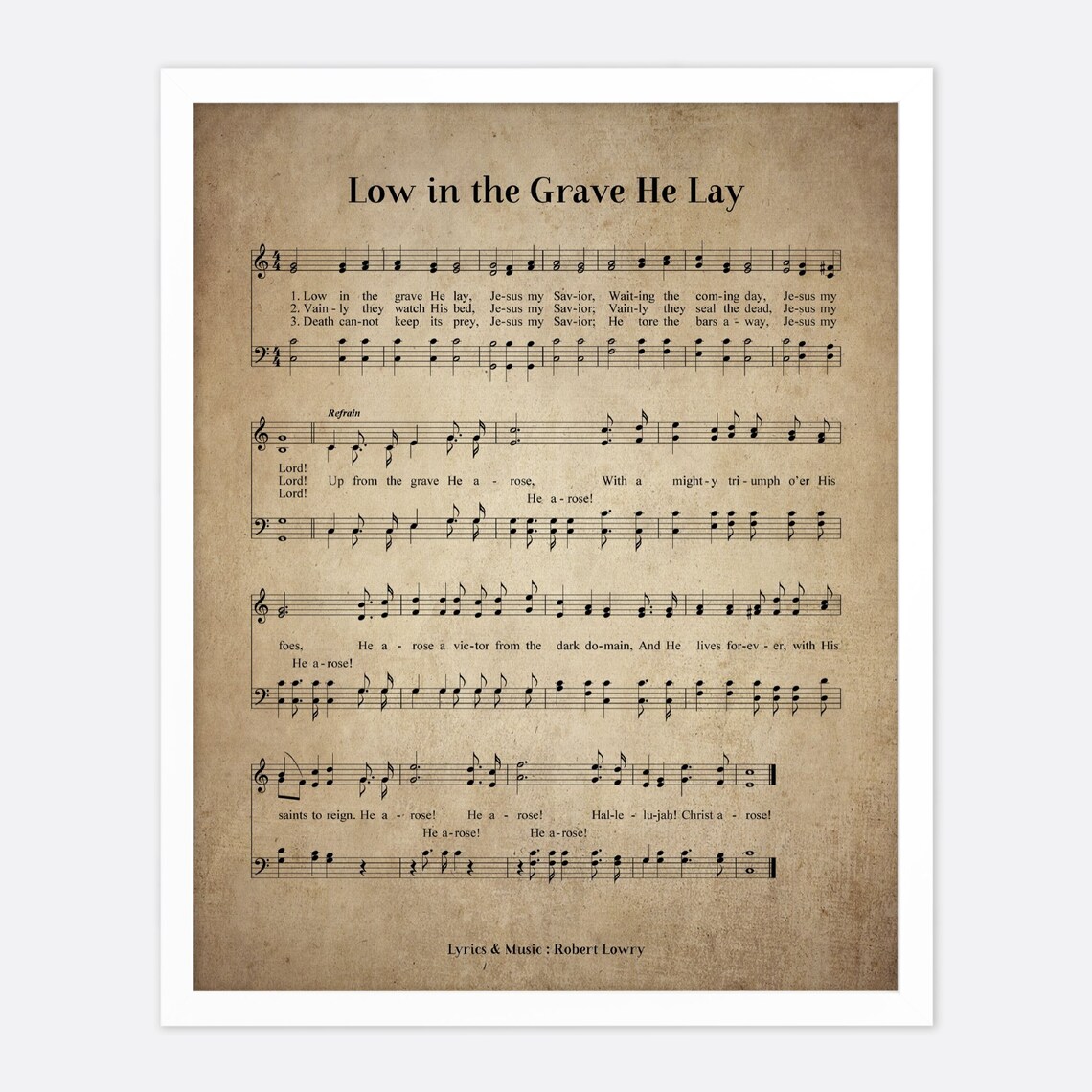 Low In The Grave He Lay Vintage Hymn Wall Art Print Biblical Etsy