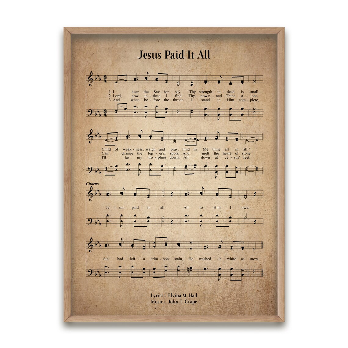 Jesus Paid It All Vintage Hymn Wall Art Print Biblical Sheet | Etsy
