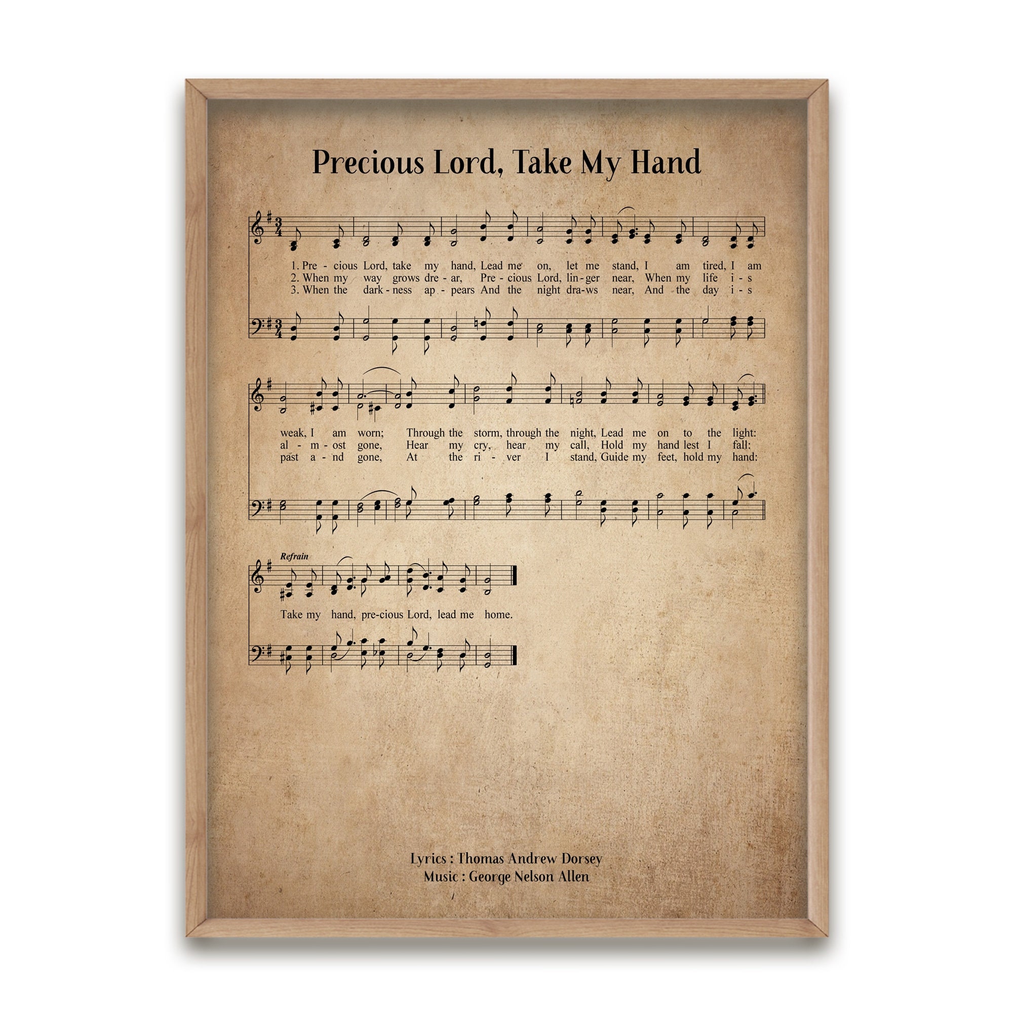Precious Lord Take My Hand Vintage Hymn Wall Art Print Etsy Hong Kong