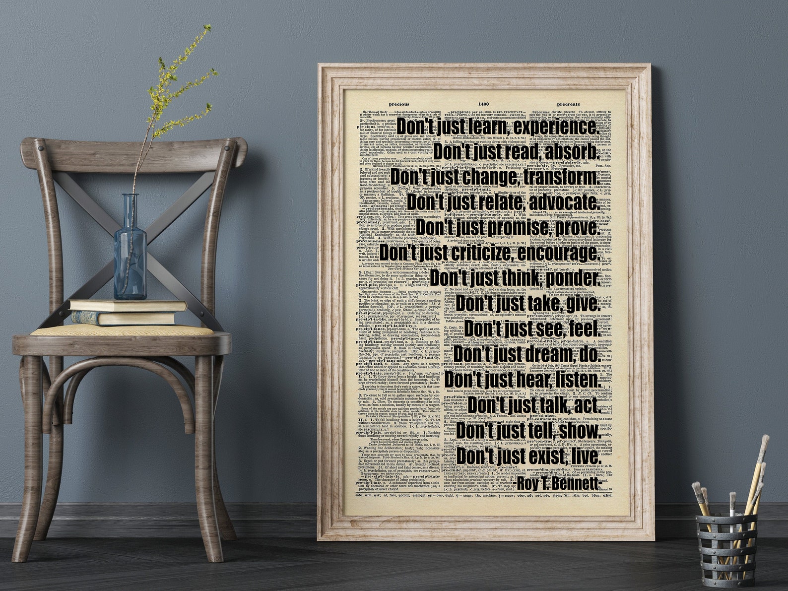 Roy T. Bennett Don't Just Learn Vintage Literary Wall - Etsy