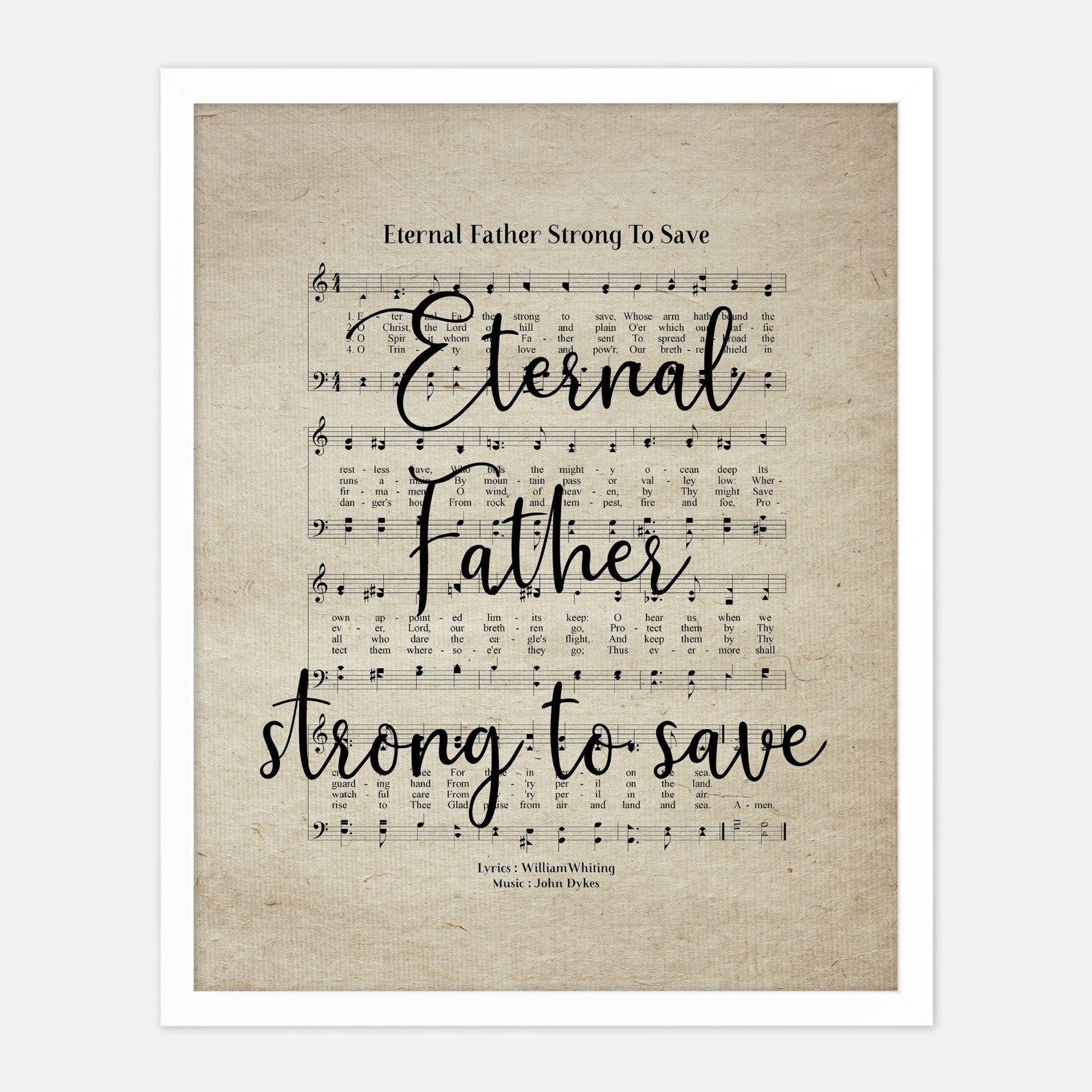 Eternal Father Strong To Save Vintage Hymn Wall Art Print | Etsy