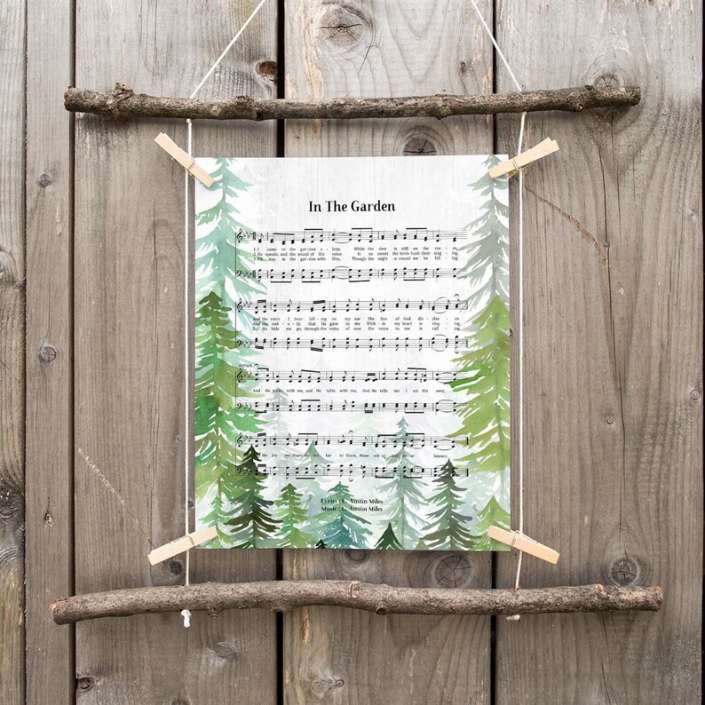 In the Garden Floral Hymn Wall Art Print Biblical Sheet Music Etsy