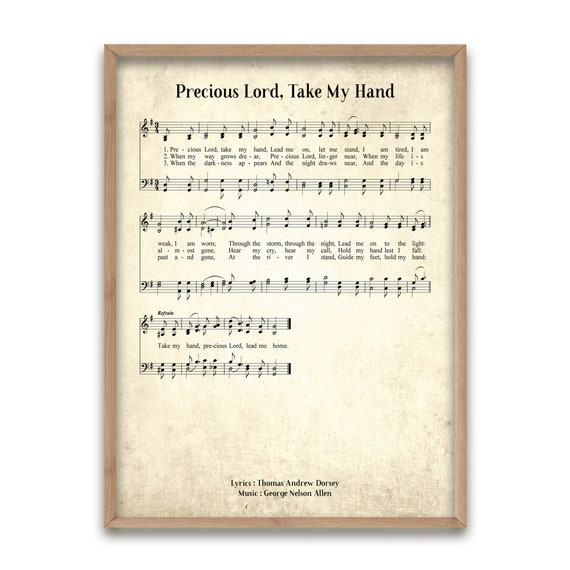 Precious Lord Take My Hand Vintage Hymn Wall Art Print Etsy