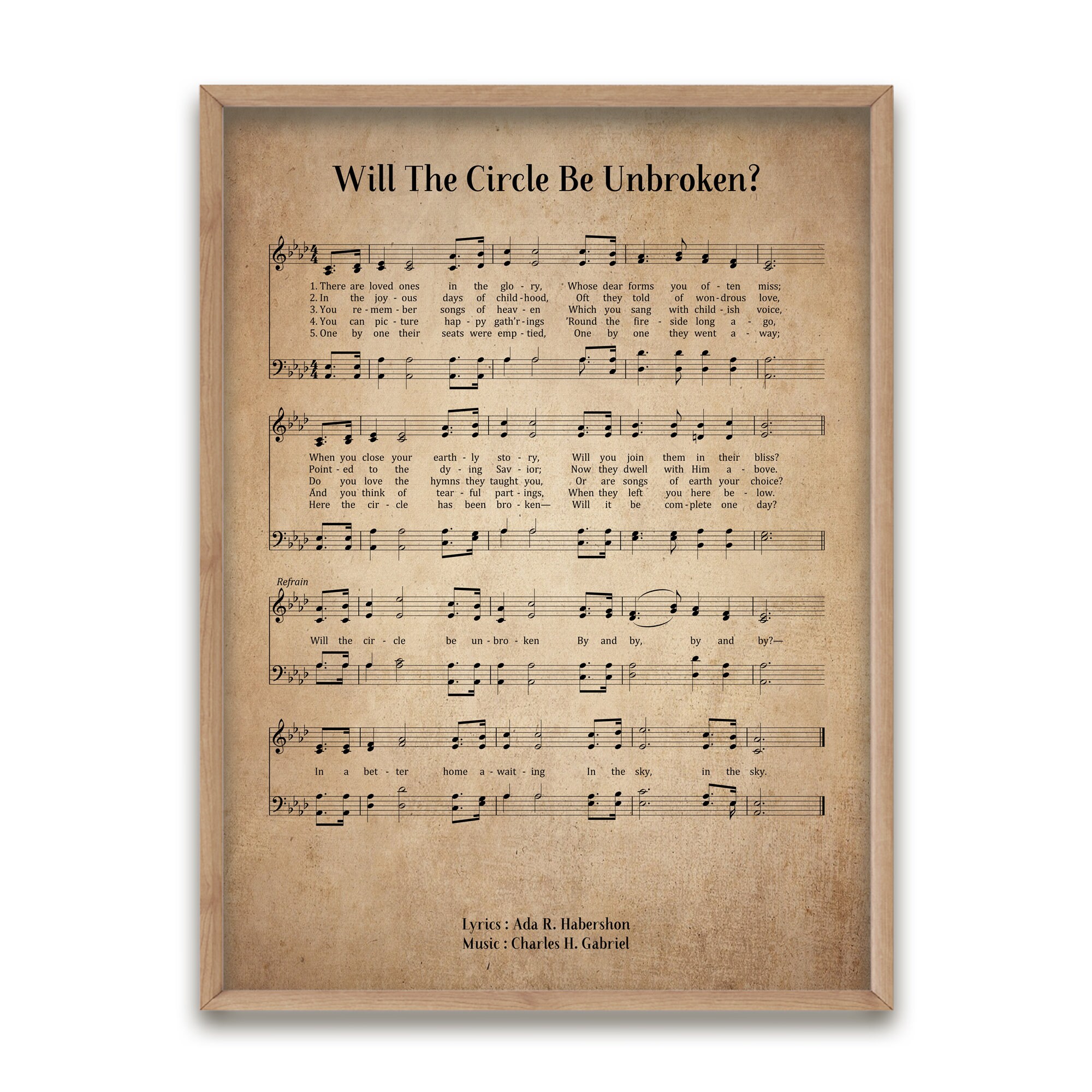 Will the Circle Be Unbroken Vintage Hymn Wall Art Print Etsy