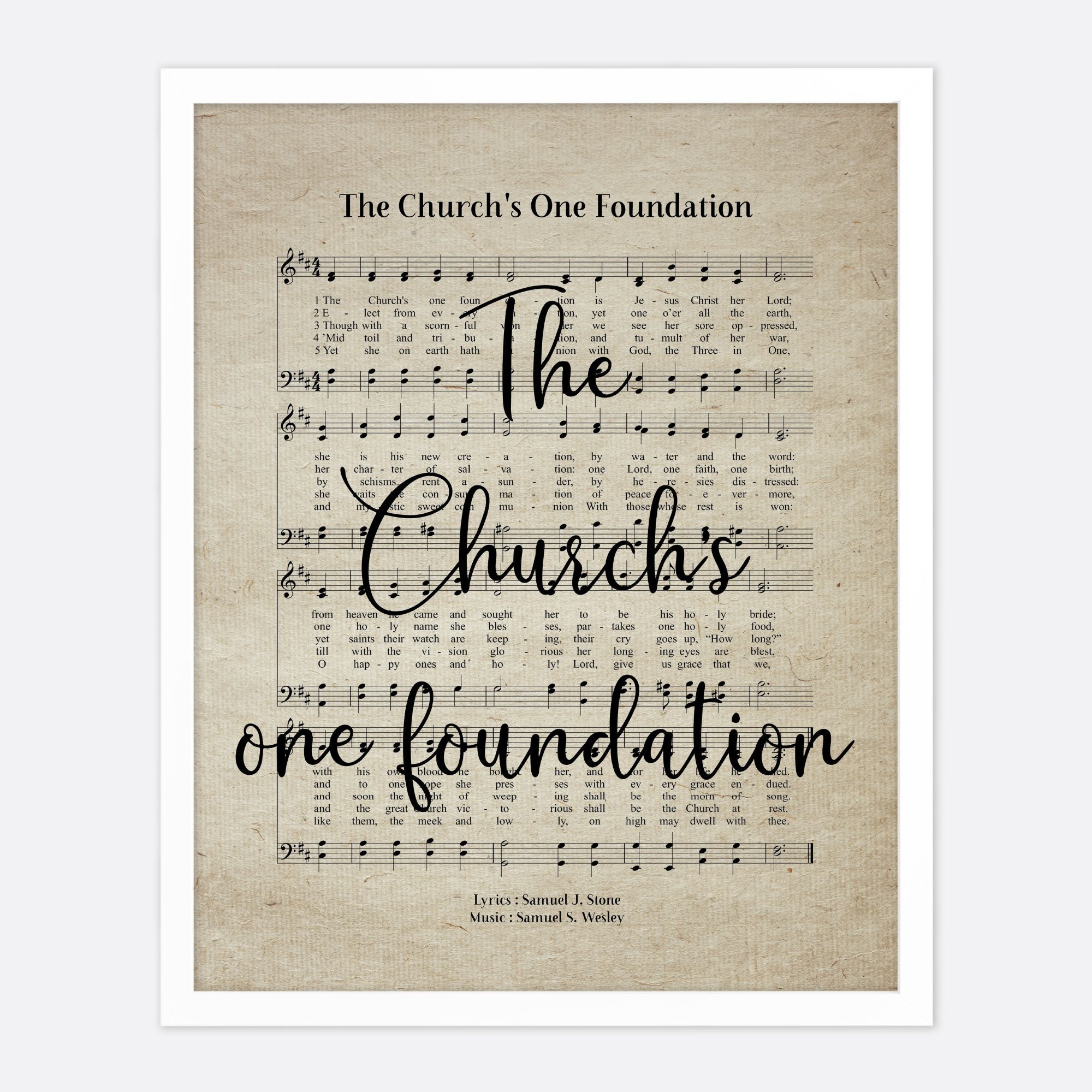 The Church's One Foundation Vintage Hymn Wall Art Print Etsy