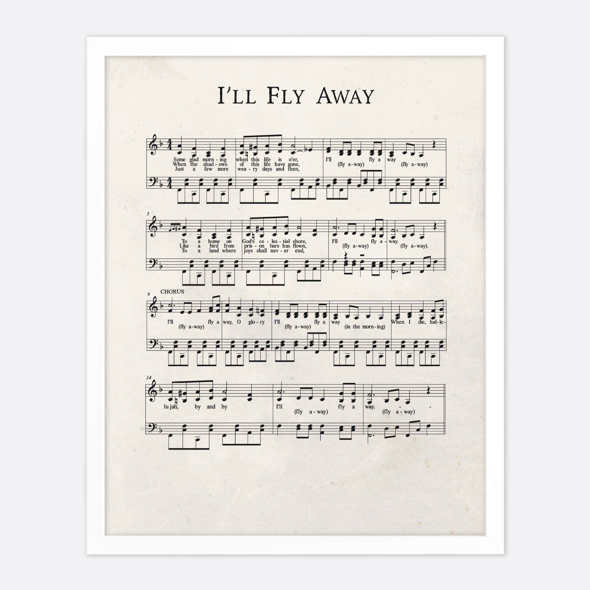 I'll Fly Away Vintage Hymn Wall Art Print Biblical Sheet Etsy