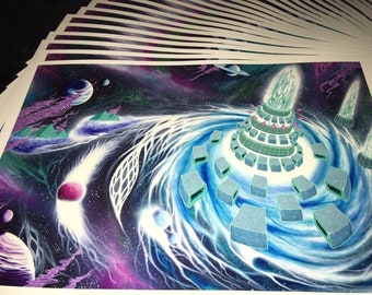 Cosmic Ocean Visionary Art Paper Druck von Cole Gefahren