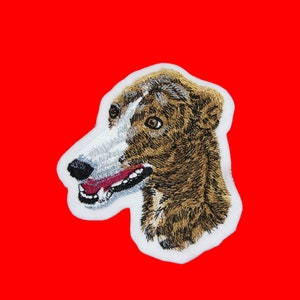 Grey Hound Sew, Iron on, Hook or Hook & Loop  Embroidered Patch