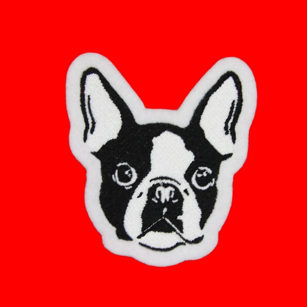 French Bulldog Dog Sew, Iron on, Hook or Hook & Loop  Embroidered Patch