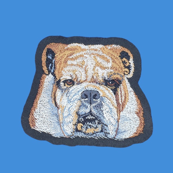 British Bulldog Sew, Iron on, Hook or Hook & Loop  Embroidered Patch