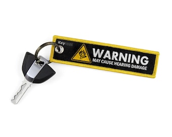Warning May Cause Hearing Damage Key Tags by KeyTails Ducati BMW Yamaha Honda Kawasaki Suzuki Cars Motorcycle Keyring Keychain