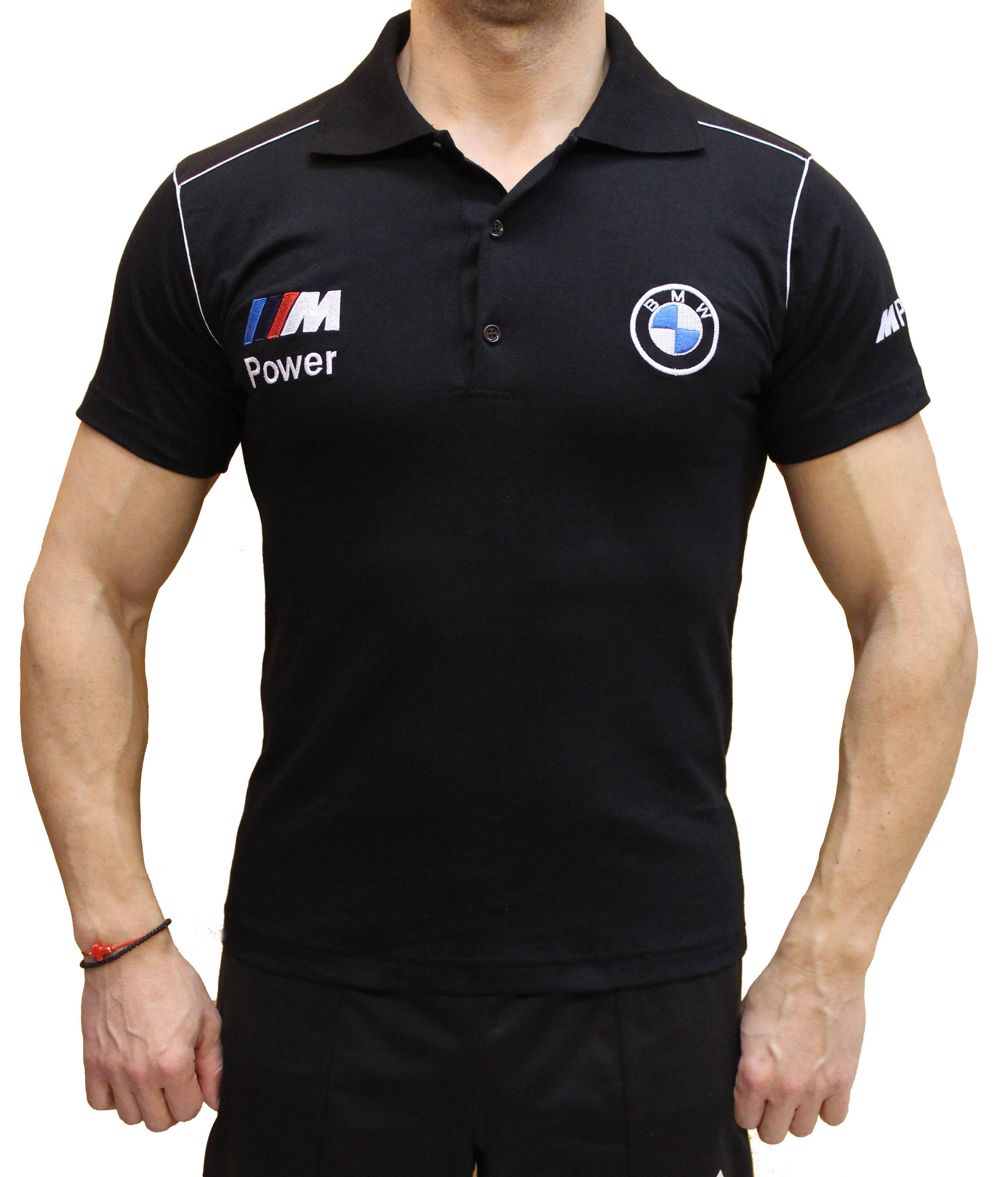 BMW M Power Embroidered TShirt Collar Black Combed Cotton Etsy