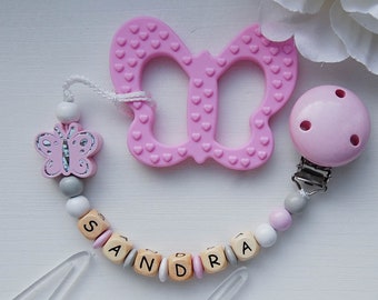 Personalized pacifier clip - Pacifier holder -  Girl shower gift - baby pink