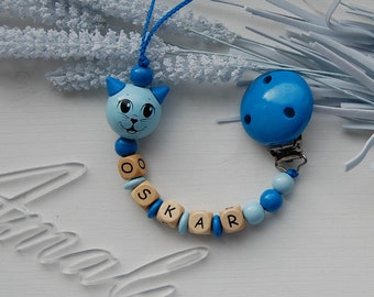 Wooden personalized pacifier clip for boy