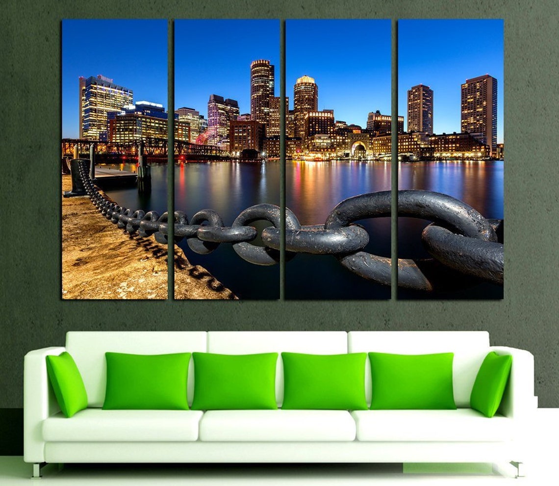 Boston Art Boston Wall Art Boston Skyline Boston print Boston Etsy