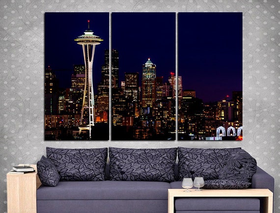 Seattle Canvas Art Seattle Wall Art Seattle Skyline Seattle Etsy