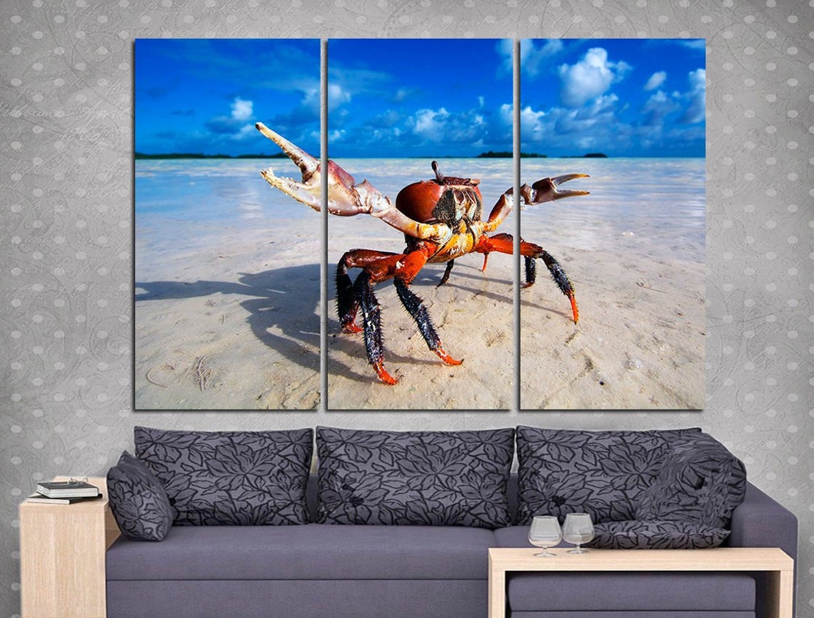 Crab Wall Art Ocean Wall Decor Crab Wall Decor Crab Canvas Etsy