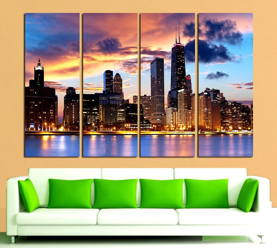Chicago Art Chicago Wall Art Chicago Skyline Chicago print Etsy